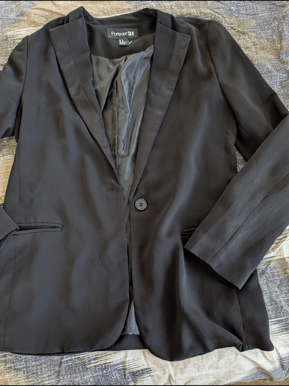Forever 21 Black Single-Button Blazer with Notch Lapel